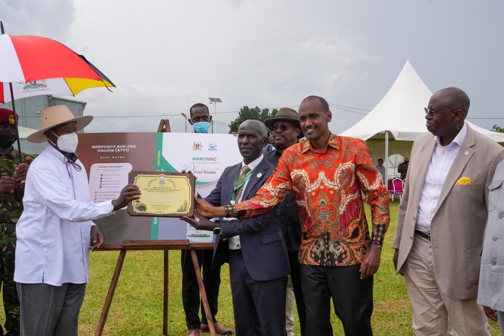 President Museveni at the official launch of the NAROVAC Anti-Tick Vaccine in Namulonge